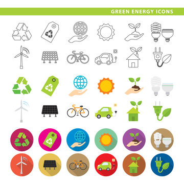 Green energy icons.
