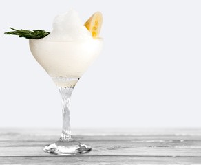 Margarita. Margarita drink with lime slice cutout, isolated on