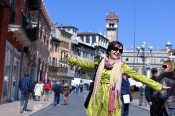 tourist woman in verona