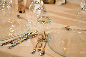 Crystal glasses on the table