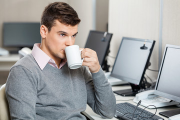 Customer Service Representative Having Coffee