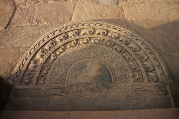 The step stone of Temple ruins in Polonnaruwa, Sri Lanka