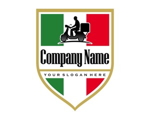 Italy pizza scooter logo image vector