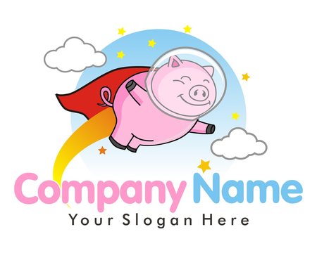 pig hog fly cloud image logo vector