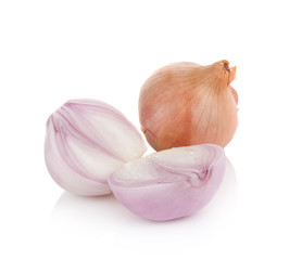 Shallots on white background