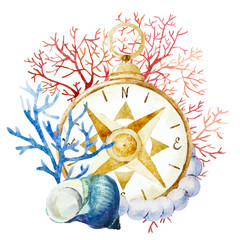 Compass with corals