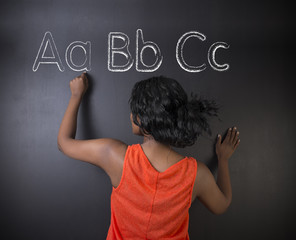 African American woman teacher learn alphabet
