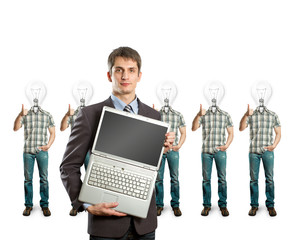 lamp head businesspeople shows well done