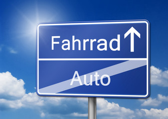 Fahrrad statt Auto Schild