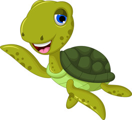 sea turtle cartoon waving