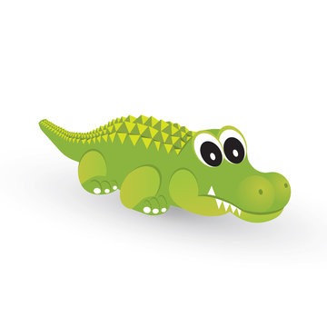 little green crocodile on a white background