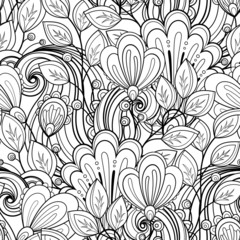 Seamless Monochrome Floral Pattern (Vector)