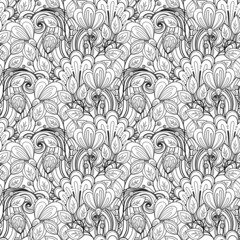 Seamless Monochrome Floral Pattern (Vector)