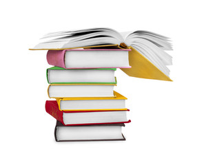 Pile of books isolated on white background