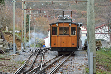 Obraz premium Electrical rack railroad in the mountain
