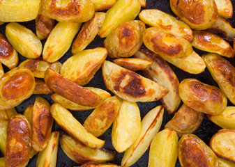 Baked sliced potato background