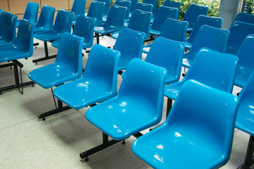 Empty blue seats