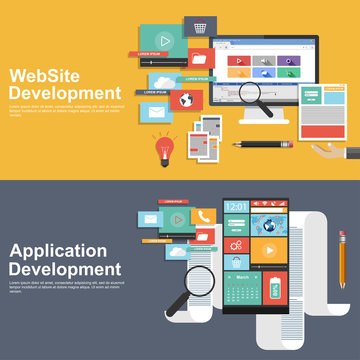 Flat design concept for development websites and apps