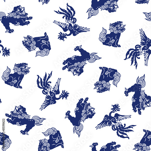 可愛い獅子と鳳凰 Wall Mural Wallpaper Murals Wallsheaven Daicokuebisu 可愛い獅子と鳳凰 Wall Mural Wallpaper Murals Wallsheaven Daicokuebisu