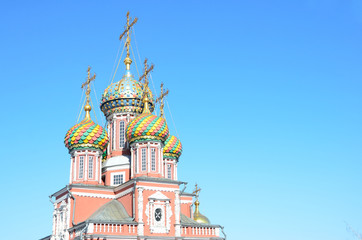 Fototapeta na wymiar Название Строгановская церковь в Нижнем Новгороде