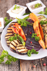 grilled vegetables and sauce