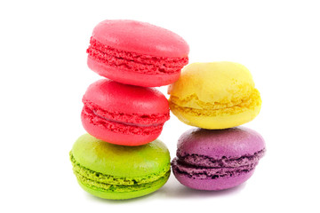 Macaroons on white background