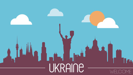Ukraine skyline silhouette flat design vector illustration.