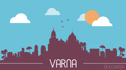 Obraz premium Varna Bulgaria skyline silhouette flat design vector