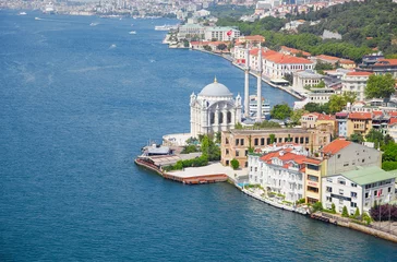 Crédence de cuisine en verre imprimé moyen-Orient The view of Ortakoy Mosque from the Bosphorus bridge,  Istanbul