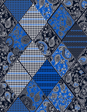Seamless background lace, paisley and pied-de-poule, houndstooth