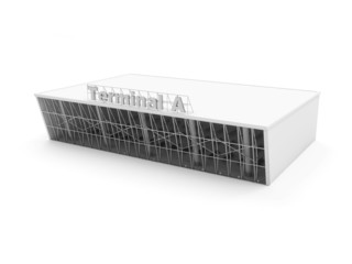 Modern Exterior of an Airport Terminal 3D Building isolated on white background. 3D Render