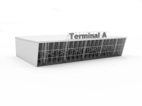 Modern Exterior of an Airport Terminal 3D Building isolated on white background. 3D Render