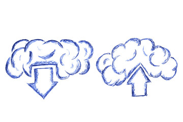Hand draw sketch, cloud computing concept