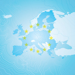 Naklejka premium Europe Map - EU Stars with EU Countries