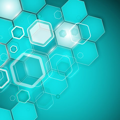 Abstract turquoise background hexagon. Vector illustration