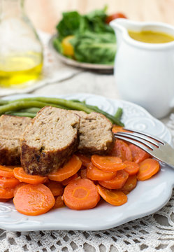 Italian Veal Meatloaf Polpettone With Carrots And Sauce