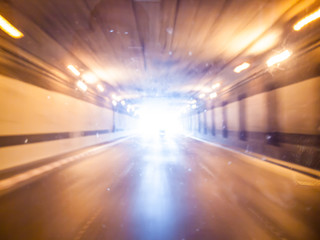 Fototapeta na wymiar highway tunnel with motion blur
