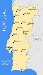 Portugal map - obrazy, fototapety, plakaty