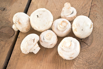 Mushrooms on a wooden table