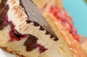 Assortment of delicious cakes on a plate