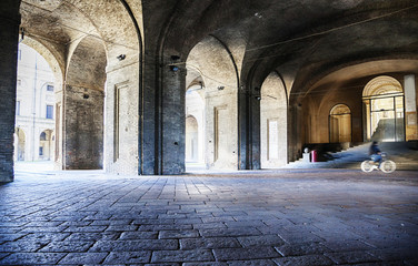 gallery of arcade Piazza della Pilotta  in Parma, Italy,