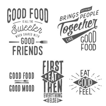 Vintage food related typographic quotes