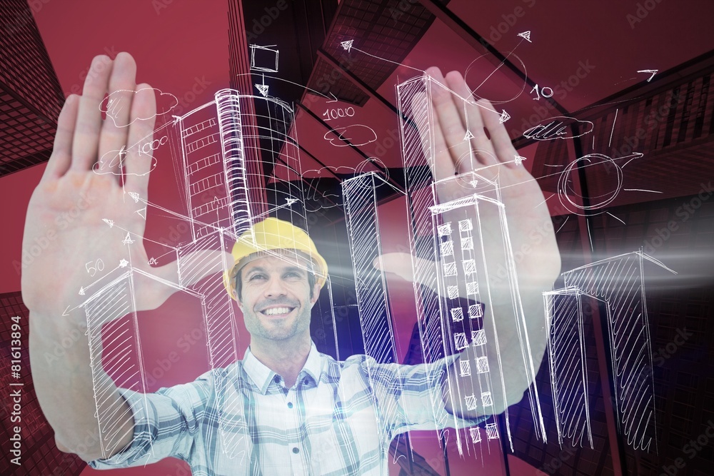 Poster Composite image of architect forming hand frame