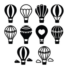 Obraz premium Hot air balloon and clouds icons set