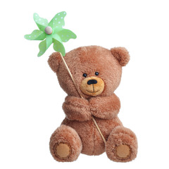 Teddy bear with toy windmill