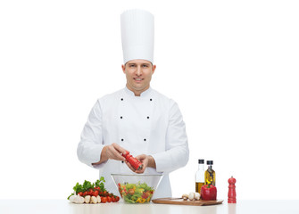 happy male chef cook cooking food