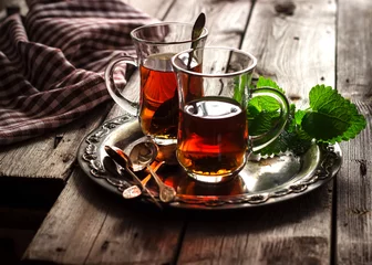 Fototapete Tee tea with mint  in the Arab style