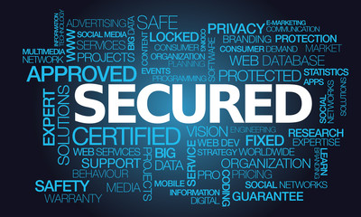 Secured words tag cloud blue text