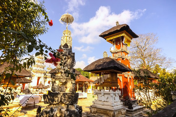 Hindu temple complex  many statues, Nusa Penida of, Indonesia