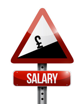 pound salary falling warning sign illustration